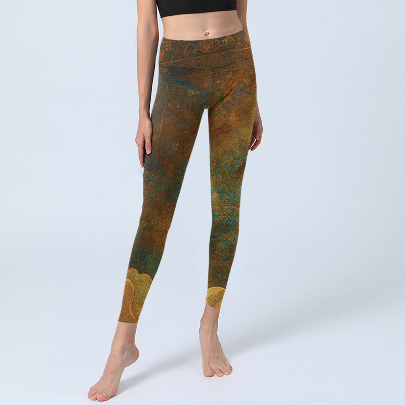 Buddha Stones, glückverheißende Wolken, Druck, Lycra-Stoff, Fitness-Leggings, Damen-Yogahose - image 6