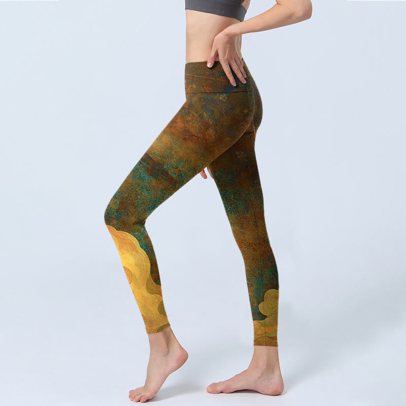 Buddha Stones, glückverheißende Wolken, Druck, Lycra-Stoff, Fitness-Leggings, Damen-Yogahose - image 3