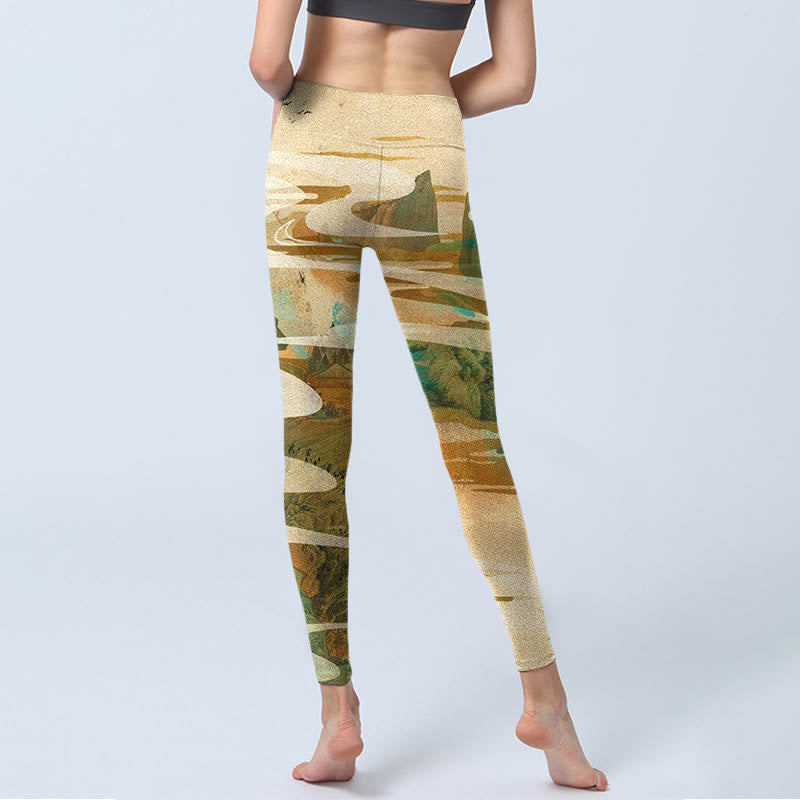 Buddha Stones ​​Grüne Berge Wolken Nebel Druck Fitness Leggings frauen Yoga Hosen - image 7