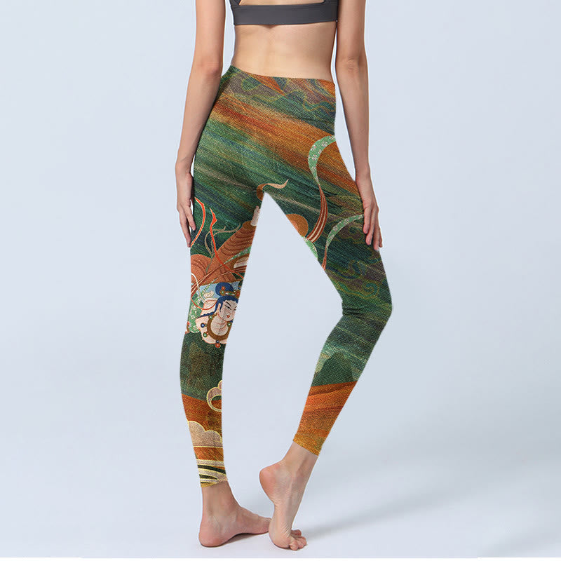 Buddha Stones ​​Dunhuang fliegende Apsaras Druck Gym Leggings Frauen Yoga Hosen - image 4