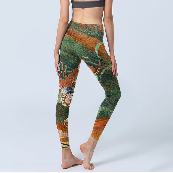 Buddha Stones ​​Dunhuang fliegende Apsaras Druck Gym Leggings Frauen Yoga Hosen - image 4