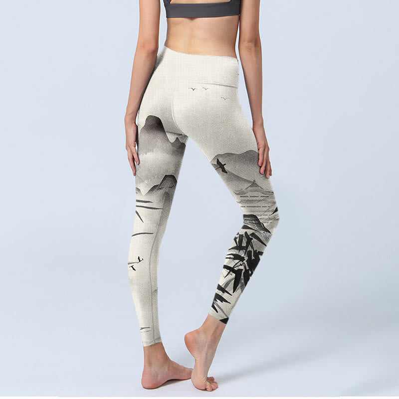 Buddha Stones Tinte Bambus Berge Druck Gym Leggings Frauen Yoga Hosen - image 4
