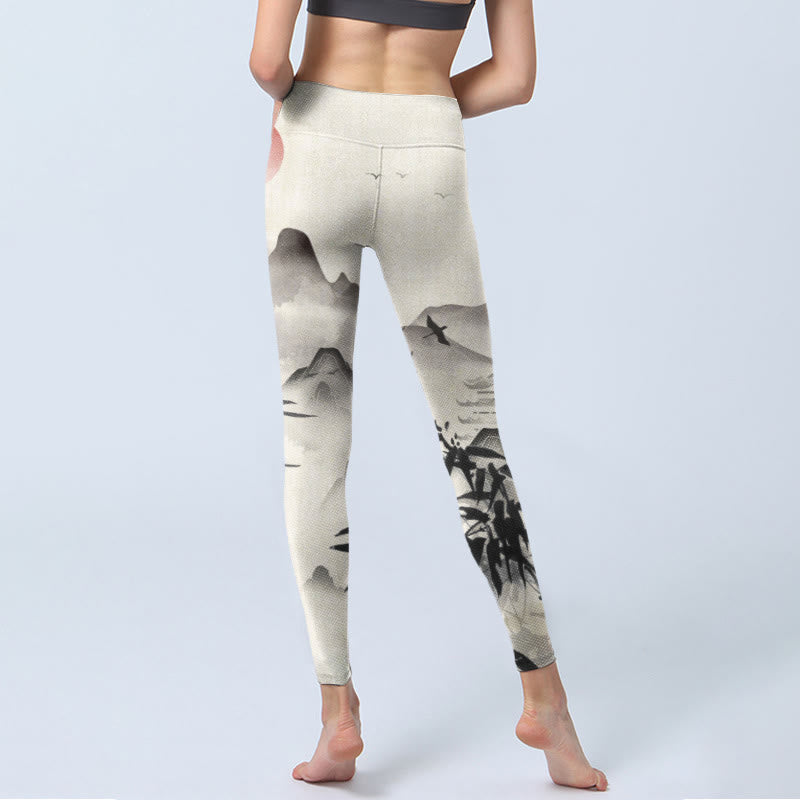 Buddha Stones Tinte Bambus Berge Druck Gym Leggings Frauen Yoga Hosen - image 7