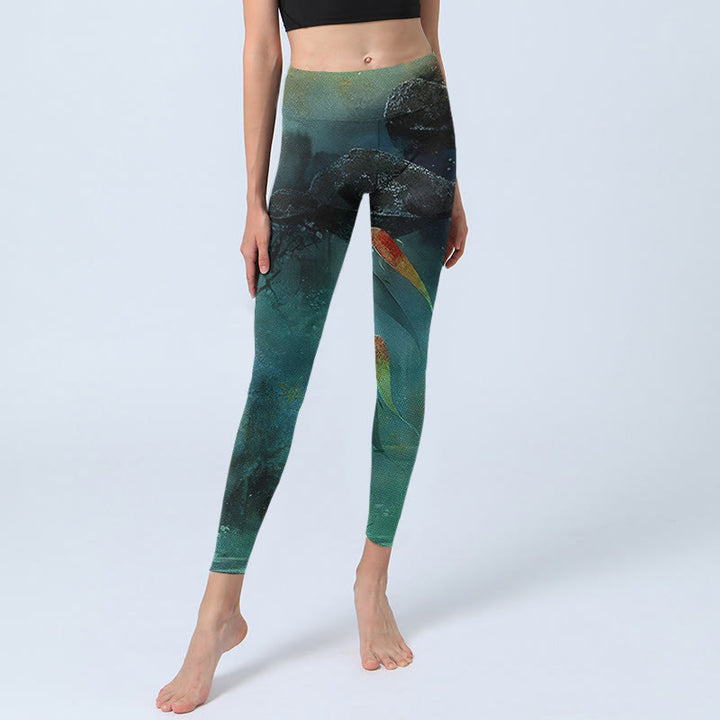 Buddha Stones ​​Teich Koi Fisch Felsen Druck Sport Leggings frauen Yoga Hosen - image 5