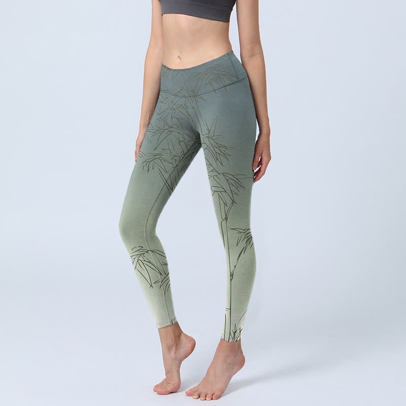 Sport-Leggings für Damen mit Buddha Stones und Bambusblättern, Skizzen-Druck, Yogahose - Gainsboro - US18, UK/AU22, EU50 (4XL) - image 0