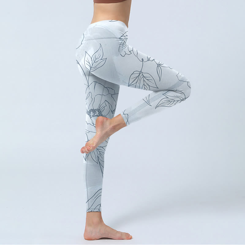 Buddha Stones Pfingstrose Blume Blätter Druck Gym Leggings frauen Yoga Hosen