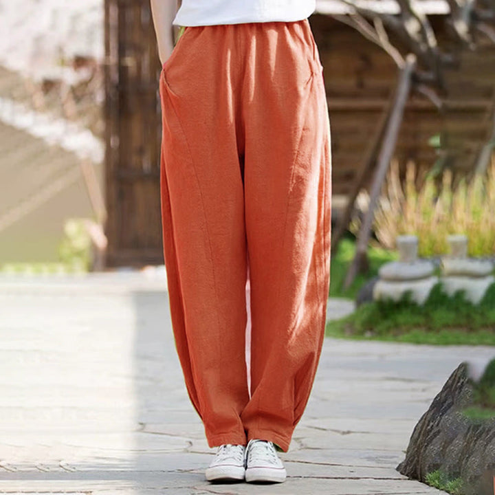 Buddha Stones Lässige Yogahose aus Baumwolle für Damen mit Taschen - Orange - US14, UK/AU18, EU46 (4XL) - image 14