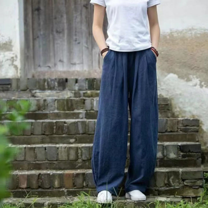 Buddha Stones Lässige Yogahose aus Baumwolle für Damen mit Taschen - SteelBlue - US14, UK/AU18, EU46 (4XL) - image 7