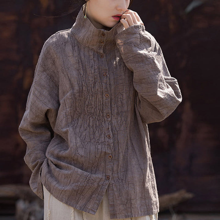 Buddha Stones Rollkragen Färben Ramie Baumwolle Chinesischen Stil Strickjacke Kleidung - RosyBrown - US4-8/10， UK/AU8-12/14，EU36-40/42 (F) - image 18
