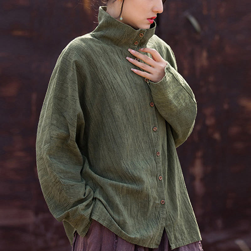 Buddha Stones Rollkragen Färben Ramie Baumwolle Chinesischen Stil Strickjacke Kleidung - Olive - US4-8/10， UK/AU8-12/14，EU36-40/42 (F) - image 9