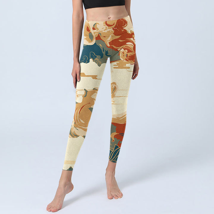 Buddha Stones Bunte Wolken Print Fitness Leggings Damen Yogahose - image 6