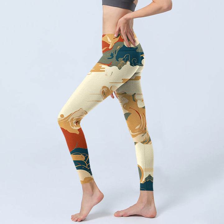Buddha Stones Bunte Wolken Print Fitness Leggings Damen Yogahose - image 3