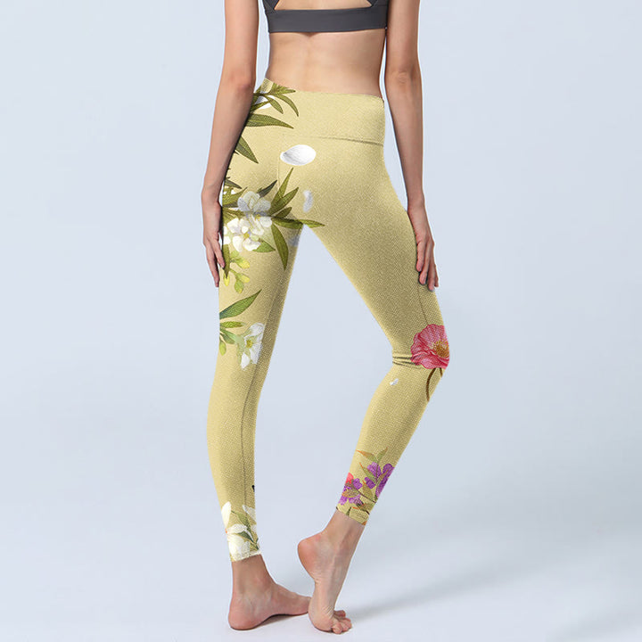 Buddha Stones Blumen Pflanzen Schmetterling Druck Fitness Leggings frauen Yoga Hosen