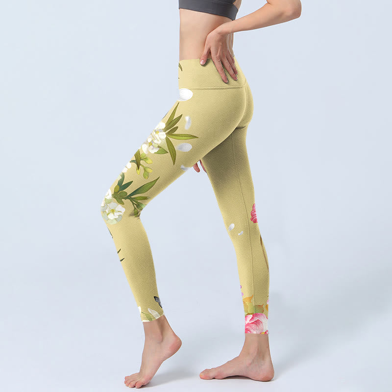 Buddha Stones Blumen Pflanzen Schmetterling Druck Fitness Leggings frauen Yoga Hosen