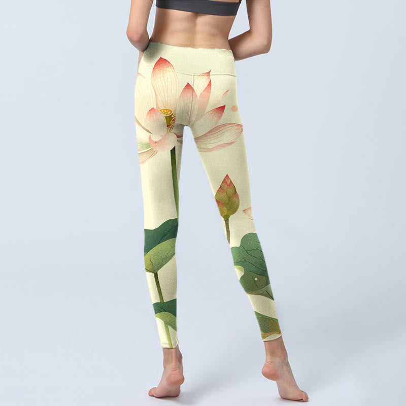 Buddha Stones, Lotusblüte, Blatt, Libelle-Druck, Fitness-Leggings für Damen, Yoga-Hose - image 7