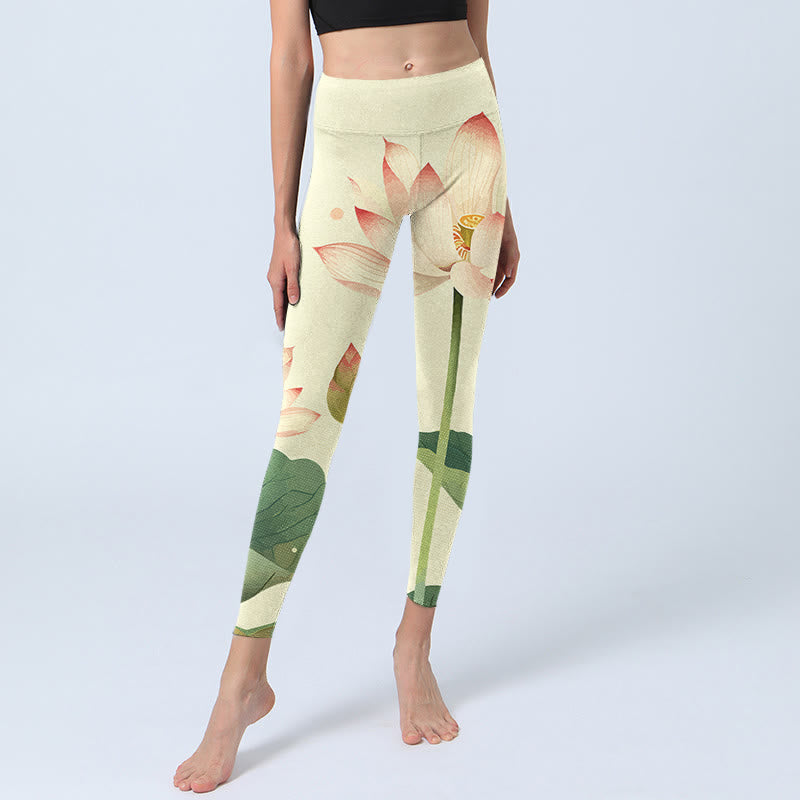 Buddha Stones, Lotusblüte, Blatt, Libelle-Druck, Fitness-Leggings für Damen, Yoga-Hose - image 6