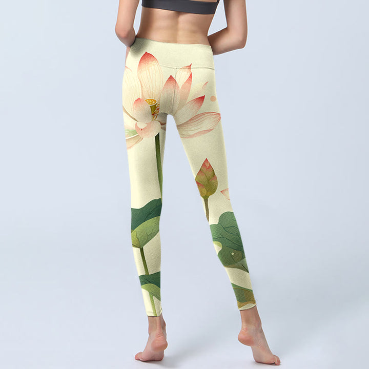 Buddha Stones, Lotusblüte, Blatt, Libelle-Druck, Fitness-Leggings für Damen, Yoga-Hose