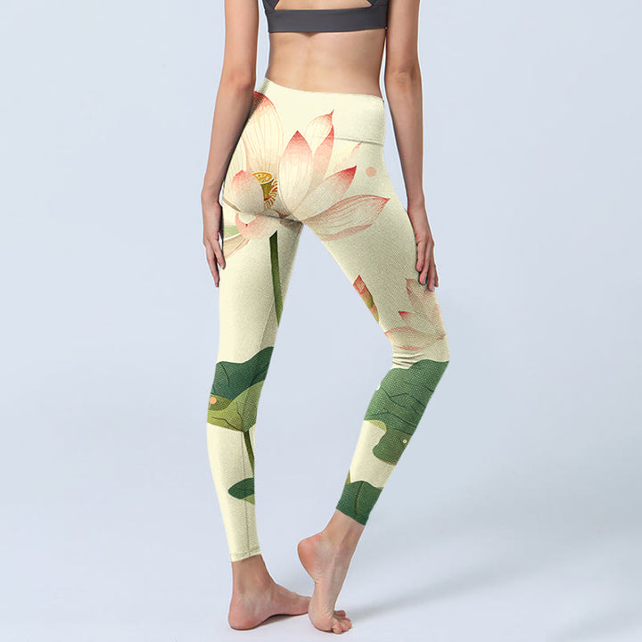 Buddha Stones, Lotusblüte, Blatt, Libelle-Druck, Fitness-Leggings für Damen, Yoga-Hose