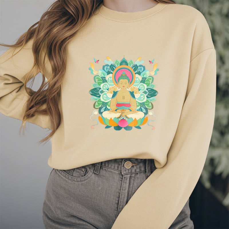 Sweatshirt mit Fleecefutter im Buddha Stones , Schmetterling und Lotusmotiv