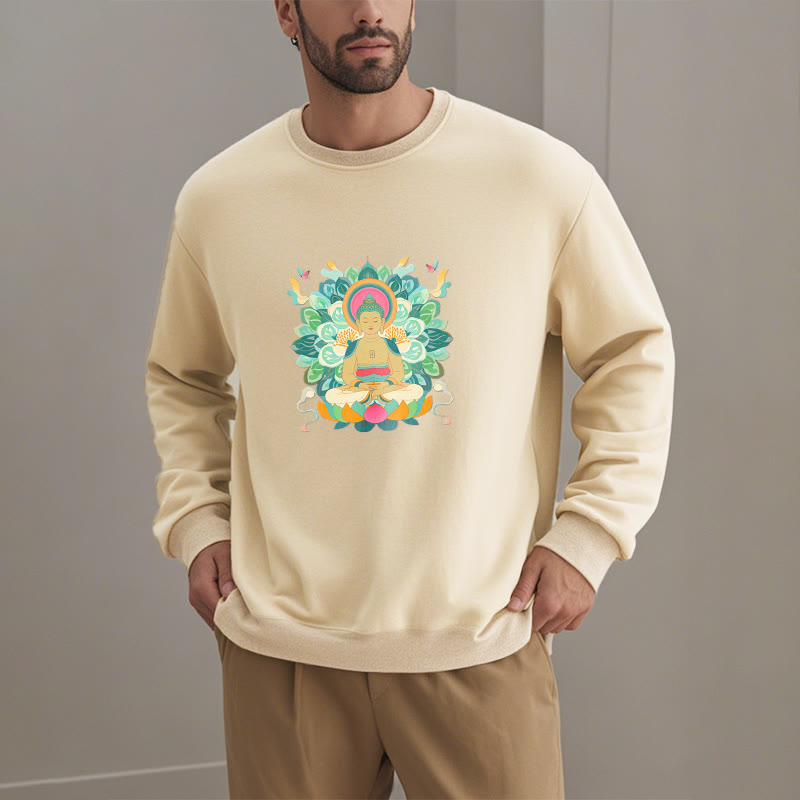 Sweatshirt mit Fleecefutter im Buddha Stones , Schmetterling und Lotusmotiv