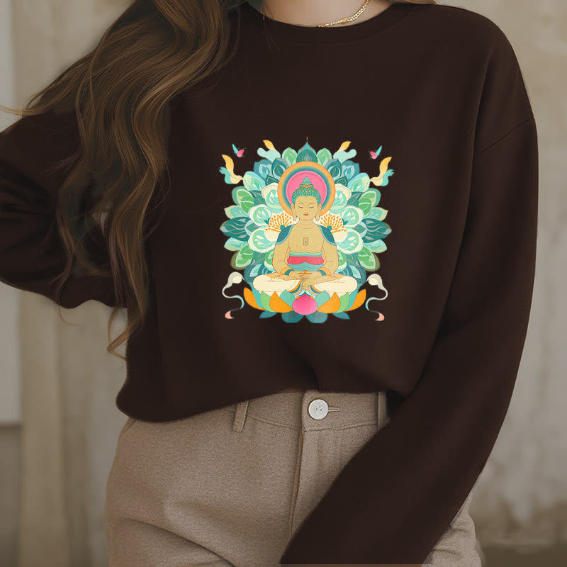 Sweatshirt mit Fleecefutter im Buddha Stones , Schmetterling und Lotusmotiv