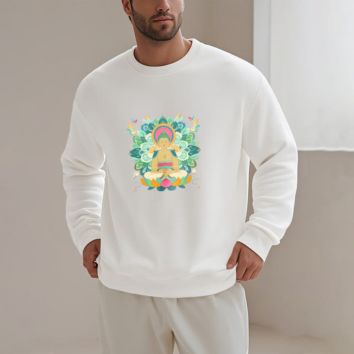 Sweatshirt mit Fleecefutter im Buddha Stones , Schmetterling und Lotusmotiv