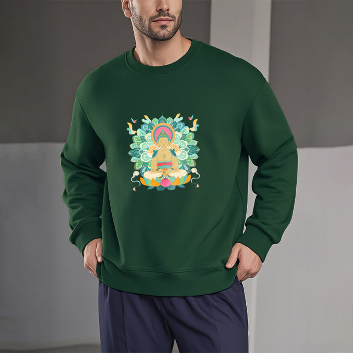 Sweatshirt mit Fleecefutter im Buddha Stones , Schmetterling und Lotusmotiv