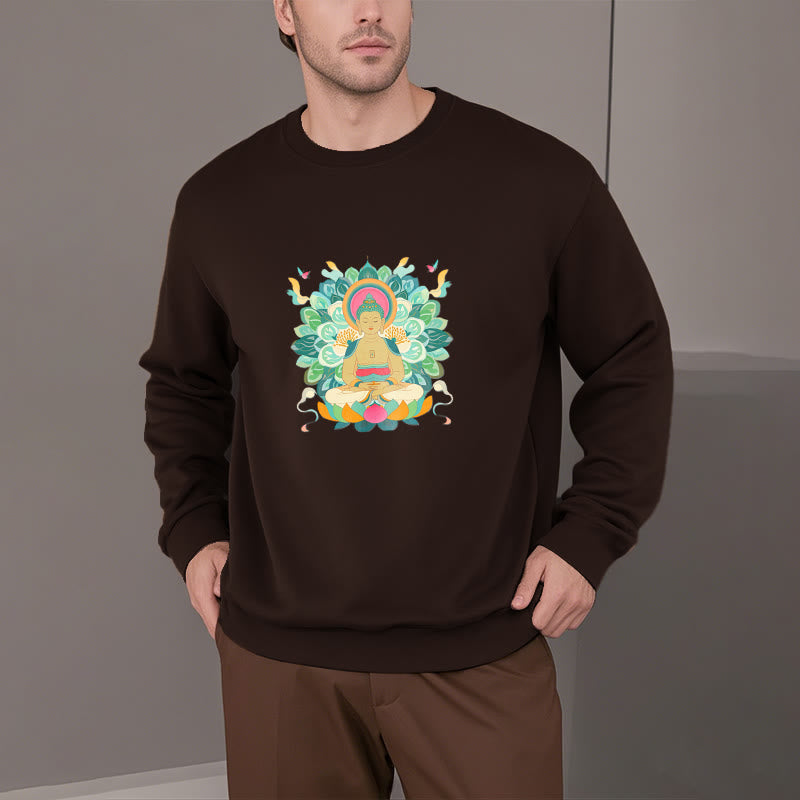 Sweatshirt mit Fleecefutter im Buddha Stones , Schmetterling und Lotusmotiv