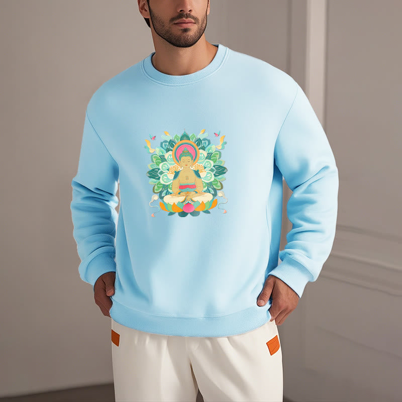 Sweatshirt mit Fleecefutter im Buddha Stones , Schmetterling und Lotusmotiv