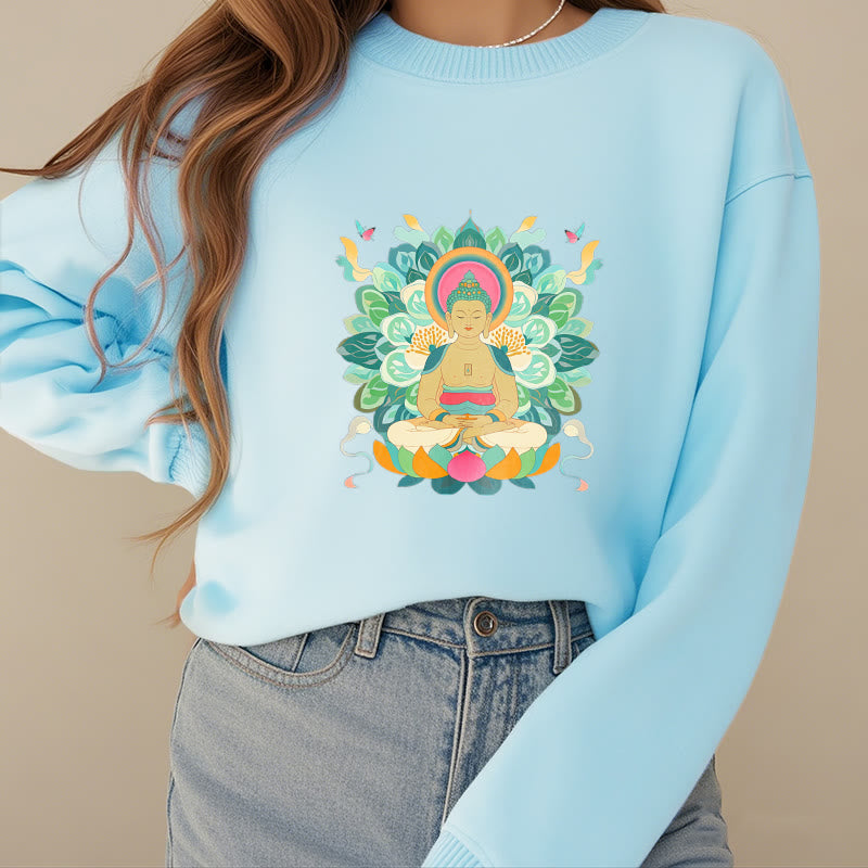 Sweatshirt mit Fleecefutter im Buddha Stones , Schmetterling und Lotusmotiv