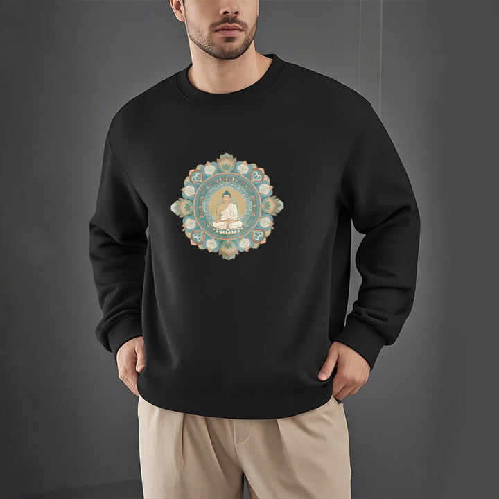 Sweatshirt mit Buddha Stones und Mandala-Blume, Buddha, weiches Fleecefutter