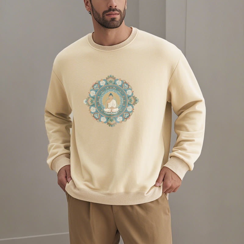 Sweatshirt mit Buddha Stones und Mandala-Blume, Buddha, weiches Fleecefutter