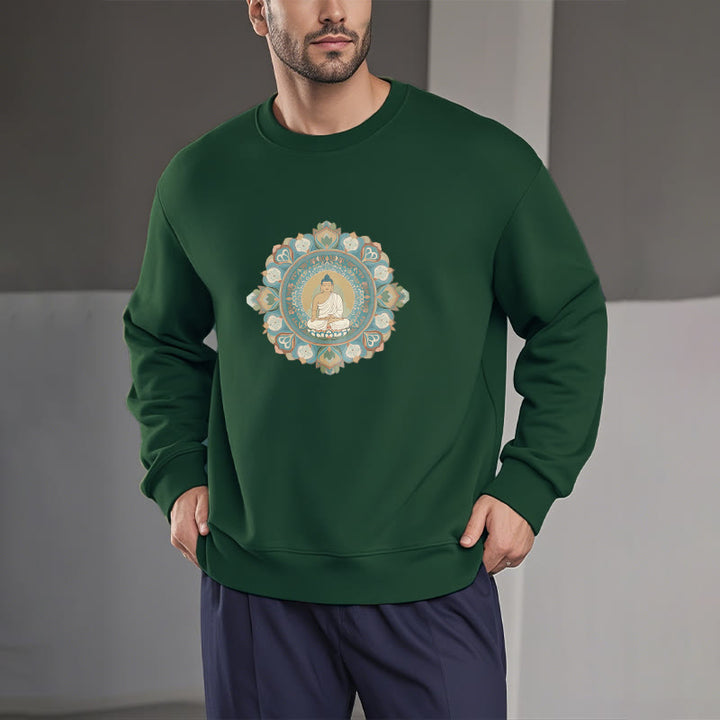 Sweatshirt mit Buddha Stones und Mandala-Blume, Buddha, weiches Fleecefutter