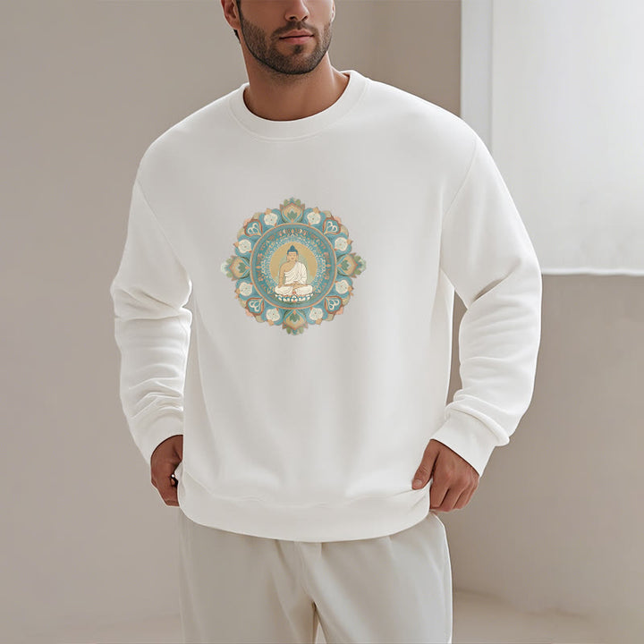 Sweatshirt mit Buddha Stones und Mandala-Blume, Buddha, weiches Fleecefutter