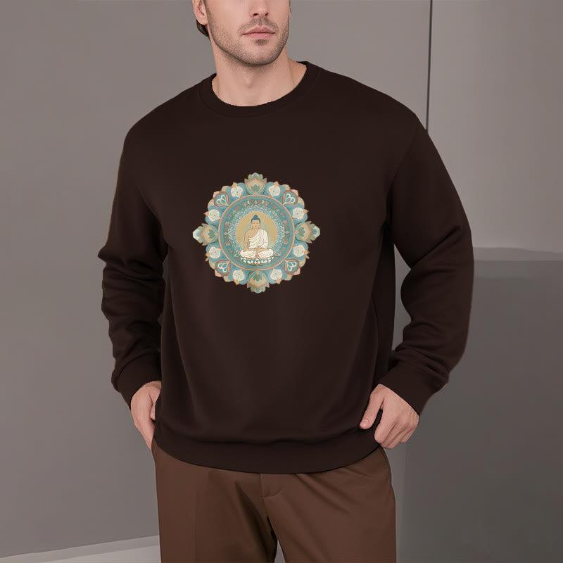 Sweatshirt mit Buddha Stones und Mandala-Blume, Buddha, weiches Fleecefutter