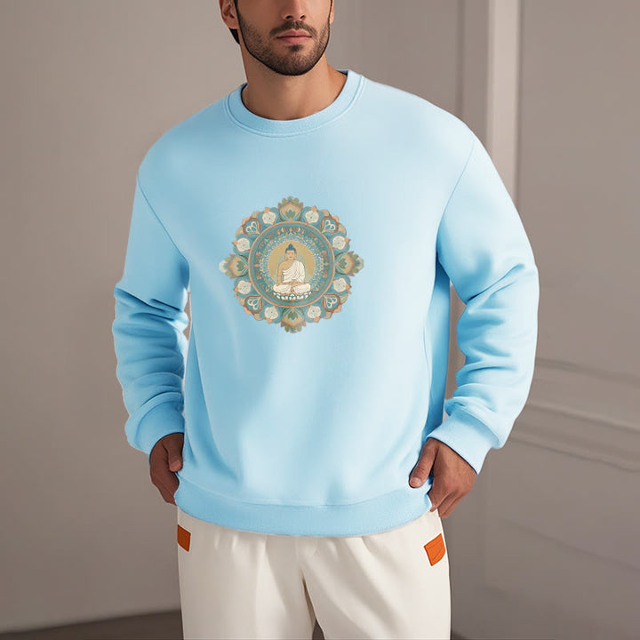 Sweatshirt mit Buddha Stones und Mandala-Blume, Buddha, weiches Fleecefutter