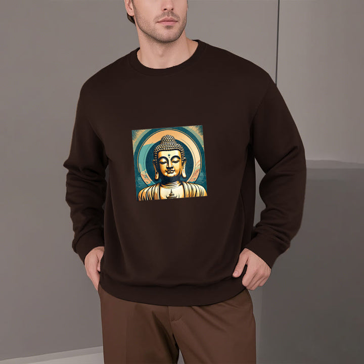 Buddha Stones Goldener Buddha Fleece gefüttertes Sweatshirt