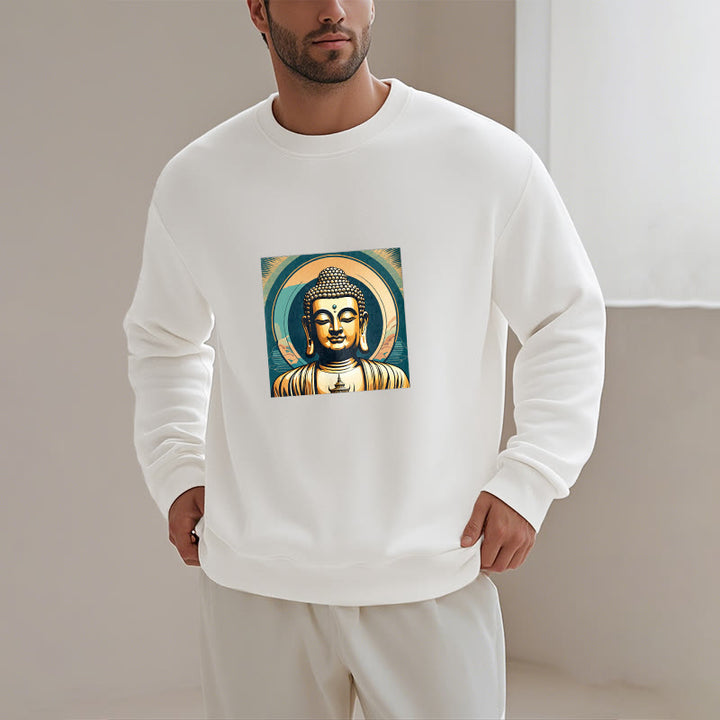 Buddha Stones Goldener Buddha Fleece gefüttertes Sweatshirt