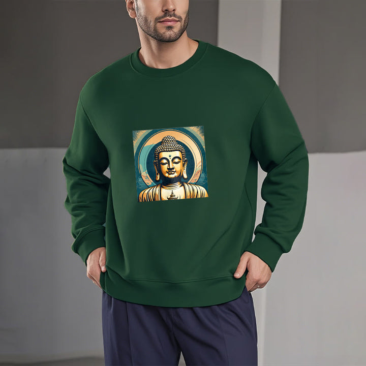 Buddha Stones Goldener Buddha Fleece gefüttertes Sweatshirt