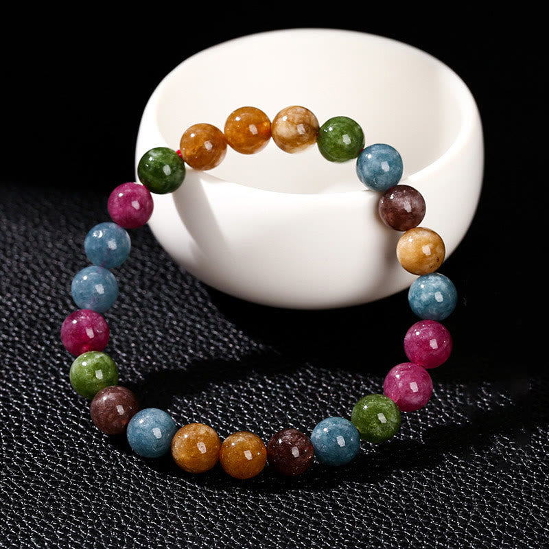 Buddha Stones Mehrfarbiges Turmalin-Positiv-Armband