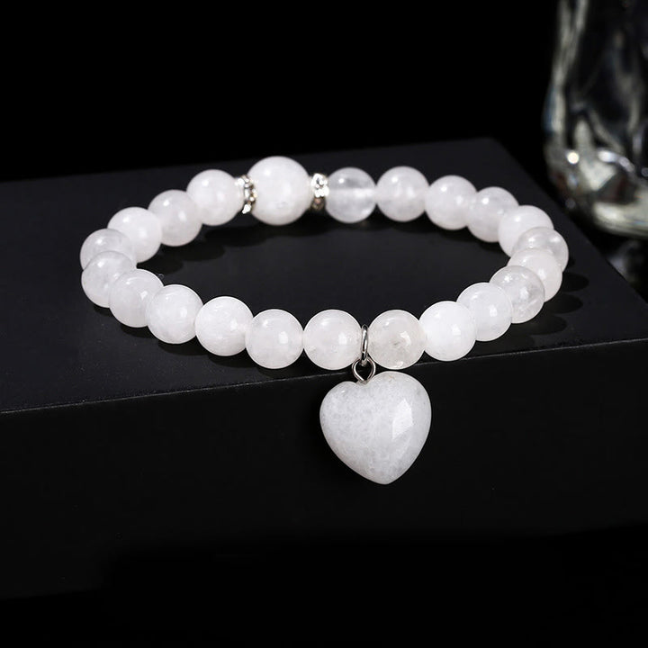 Buddha Stones, verschiedene Kristalle, grüner Aventurin, Liebesherz-Balance-Armband - Weißer Jade (Handgelenkumfang: 14-16 cm) - 10 mm - image 14
