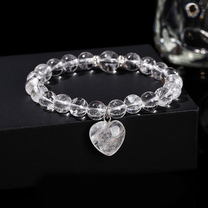 Buddha Stones, verschiedene Kristalle, grüner Aventurin, Liebesherz-Balance-Armband - Weißer Kristall (Handgelenkumfang: 14-16 cm) - 10 mm - image 16