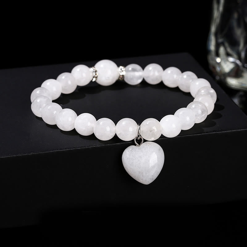 Buddha Stones, verschiedene Kristalle, grüner Aventurin, Liebesherz-Balance-Armband - Weißer Jade (Handgelenkumfang: 14-16 cm) - 10 mm - image 14