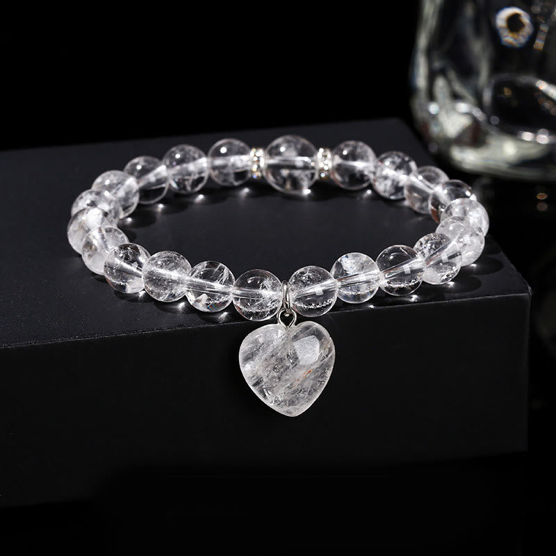 Buddha Stones, verschiedene Kristalle, grüner Aventurin, Liebesherz-Balance-Armband - Weißer Kristall (Handgelenkumfang: 14-16 cm) - 10 mm - image 16