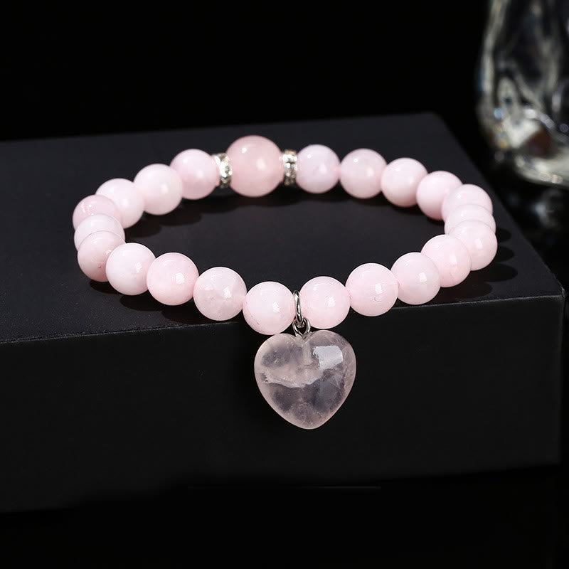Buddha Stones, verschiedene Kristalle, grüner Aventurin, Liebesherz-Balance-Armband - Rosa Kristall (Handgelenkumfang: 14-16 cm) - 10 mm - image 18