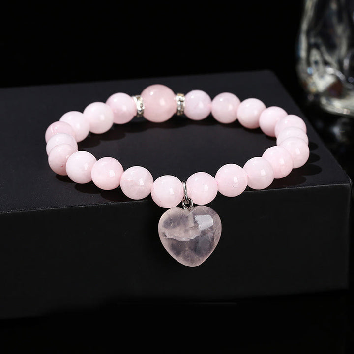 Buddha Stones, verschiedene Kristalle, grüner Aventurin, Liebesherz-Balance-Armband - Rosa Kristall (Handgelenkumfang: 14-16 cm) - 10 mm - image 18