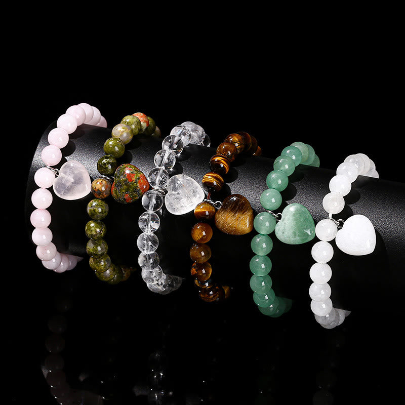 Buddha Stones, verschiedene Kristalle, grüner Aventurin, Liebesherz-Balance-Armband - image 1