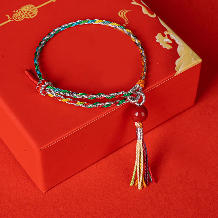 Buddha Stones Buntes Armband aus Zinnober-Konzentration