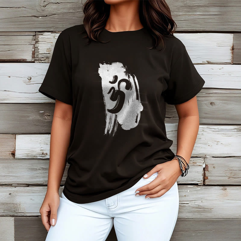Buddha Stones ​​OM Tinte Hintergrund Baumwolle T-shirt - image 2