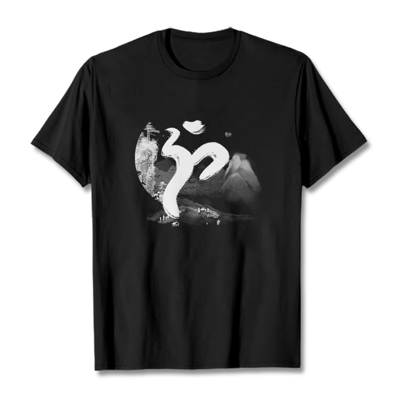Buddha Stones OM Landschaft Baumwolle T-Shirt - Schwarz - 2XL - image 1